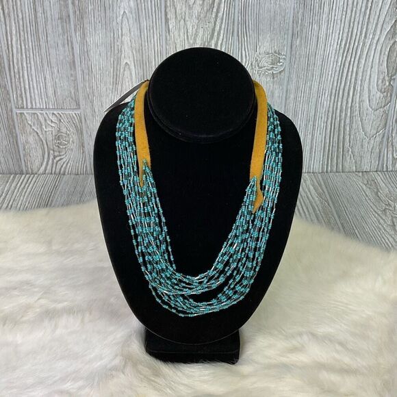 New Free Bird Peyote Stone Gemstones Sterling Silver Necklace Multi Layered - Picture 2 of 11